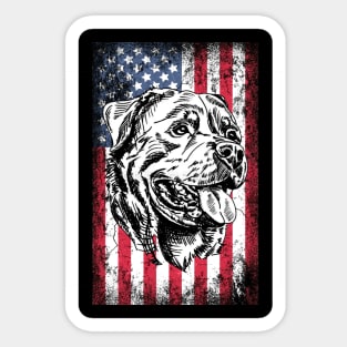 Patriotic Rottweiler American Flag Sticker